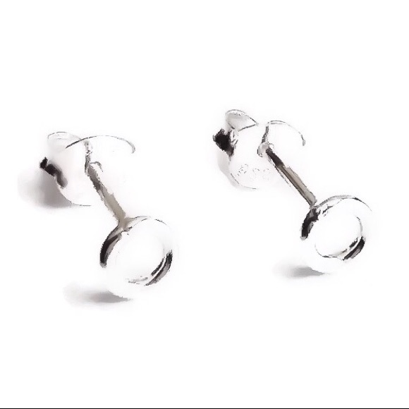 Minimalist 925 Sterling Silver Open Circle Stud Earrings Tiny or Small Sized - Picture 5 of 8